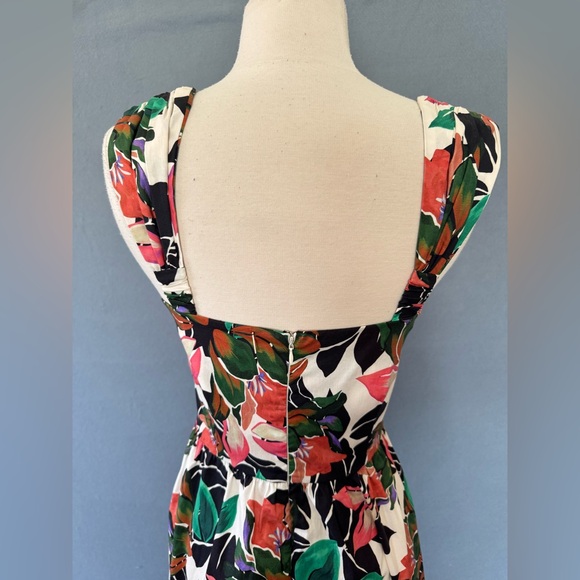 MISA Los Angeles Floral Dress Esperanza Asymmetrical Hem Ruched Bust Midi small - Picture 10 of 16